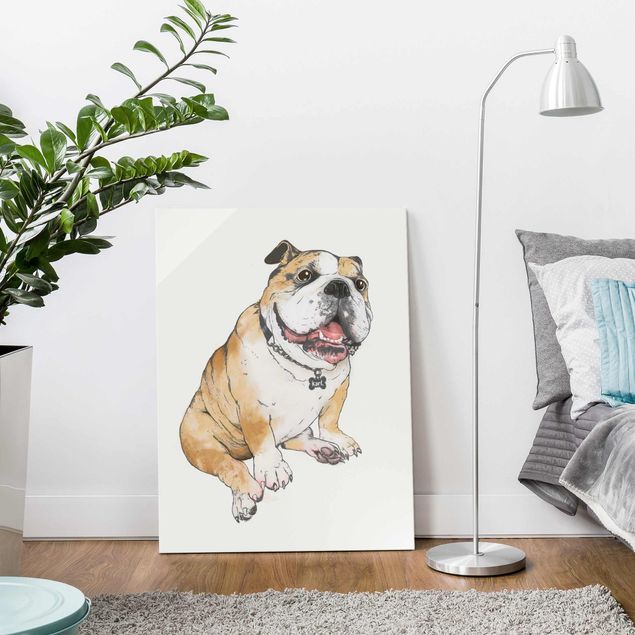 Wanddeko Schlafzimmer Illustration Hund Bulldogge Malerei