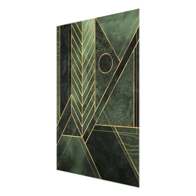 Wanddeko Büro Geometrische Formen Smaragd Gold