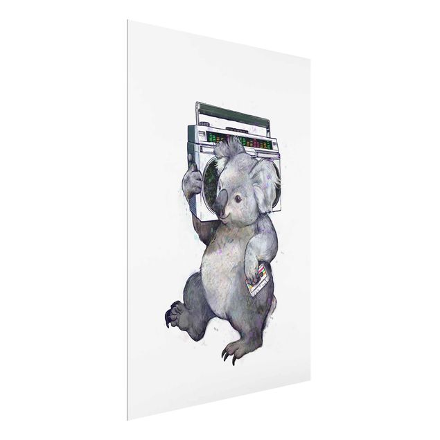 Wanddeko Flur Illustration Koala mit Radio Malerei