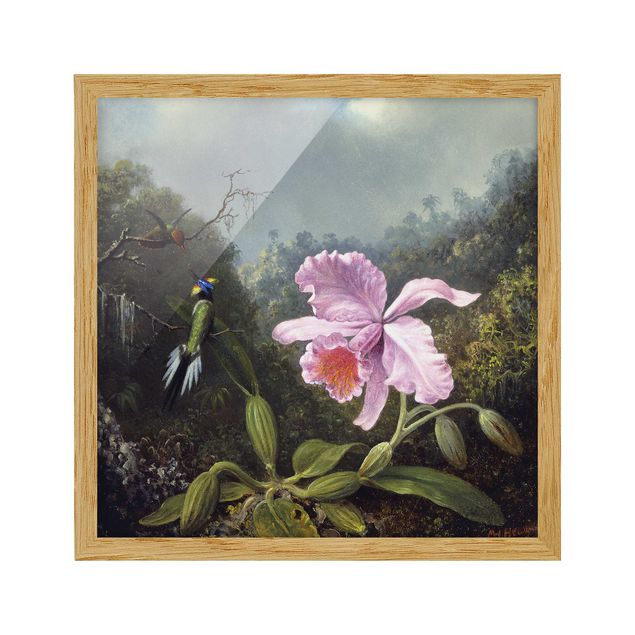 Wanddeko Flur Martin Johnson Heade - Stillleben mit Orchidee und zwei Kolibris