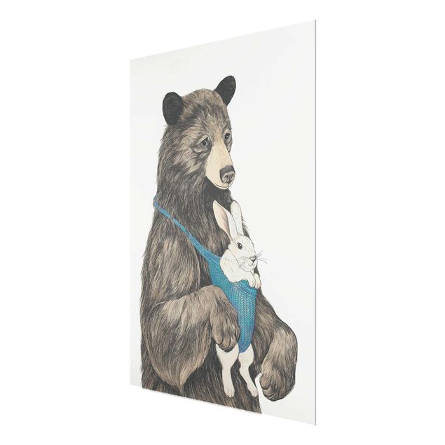 Wanddeko Esszimmer Illustration Bär und Hase Baby