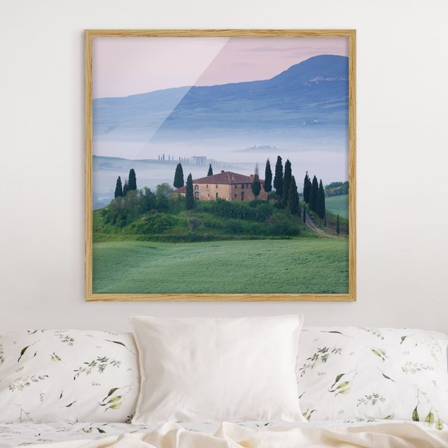 Wanddeko Wohnzimmer Sonnenaufgang in der Toskana