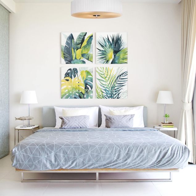 Wanddeko Wohnzimmer Tropisches Blattwerk Set I