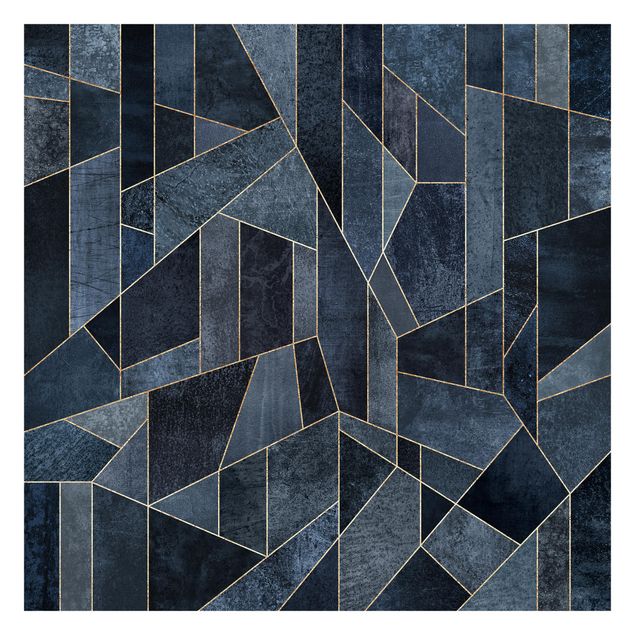 Wanddeko Flur Blaue Geometrie Aquarell