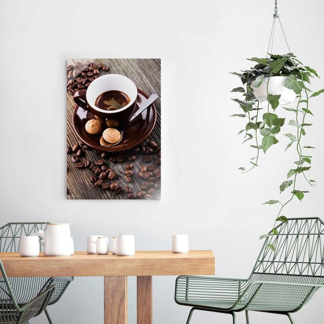 Wanddeko Küche Kaffeetasse mit Kaffeebohnen
