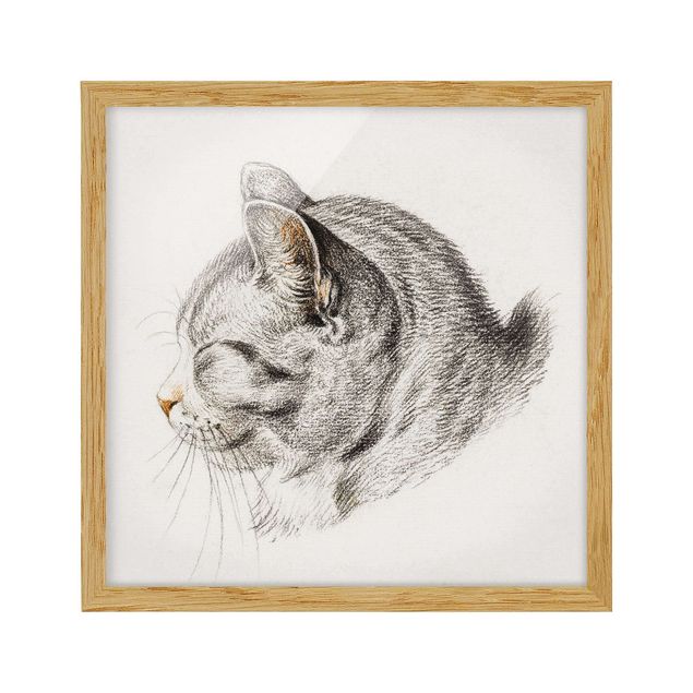 Wanddeko Flur Vintage Zeichnung Katze III