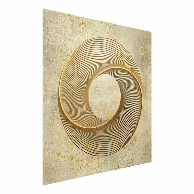 Wanddeko Esszimmer Line Art Kreisspirale Gold