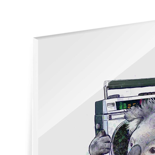 Wanddeko Büro Illustration Koala mit Radio Malerei