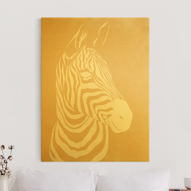 Wanddeko Wohnzimmer Safari Tiere - Portrait Zebra Beige