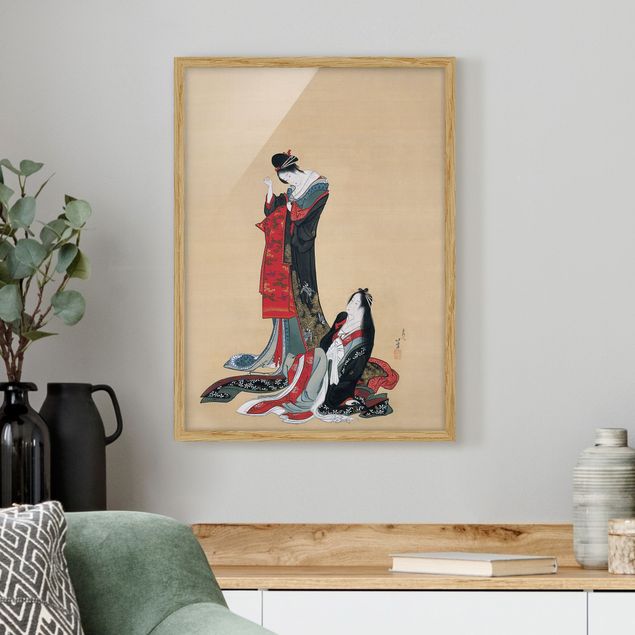 Wanddeko Wohnzimmer Katsushika Hokusai - Zwei Kurtisanen