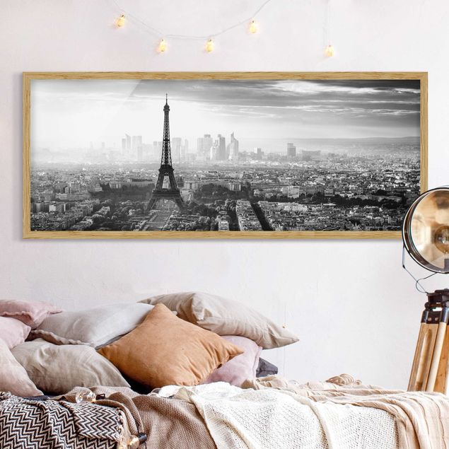 Wanddeko Architektur Der Eiffelturm von Oben schwarz-weiß