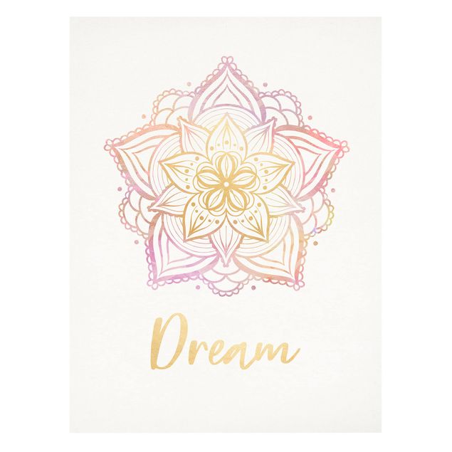 Wanddeko Esszimmer Mandala Illustration Dream gold rosa