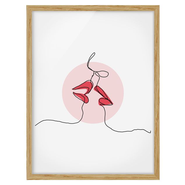 Wanddeko Esszimmer Lippen Kuss Line Art