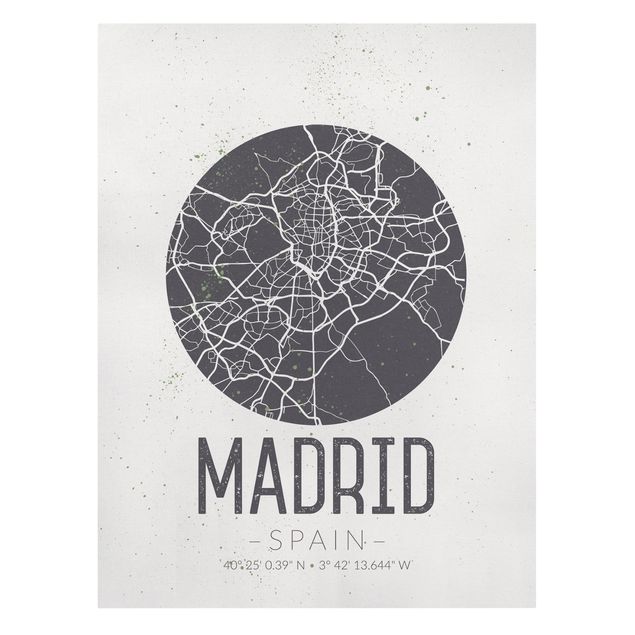 Wanddeko Esszimmer Stadtplan Madrid - Retro