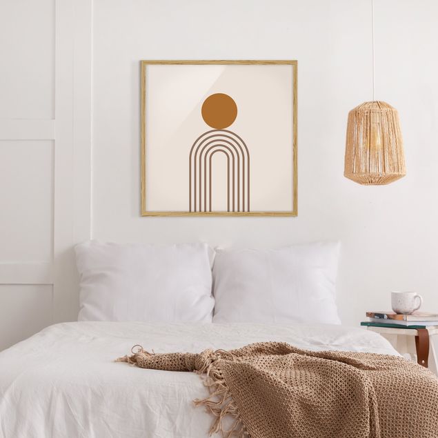 Wanddeko Schlafzimmer Line Art Kreis und Linien Kupfer