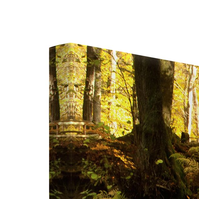 Wanddeko Treppenhaus Wasserfall herbstlicher Wald