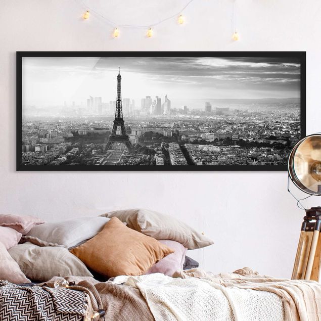 Wanddeko Architektur Der Eiffelturm von Oben schwarz-weiß