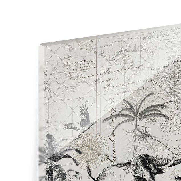 Wanddeko Jugendzimmer Vintage Collage - Exotische Landkarte