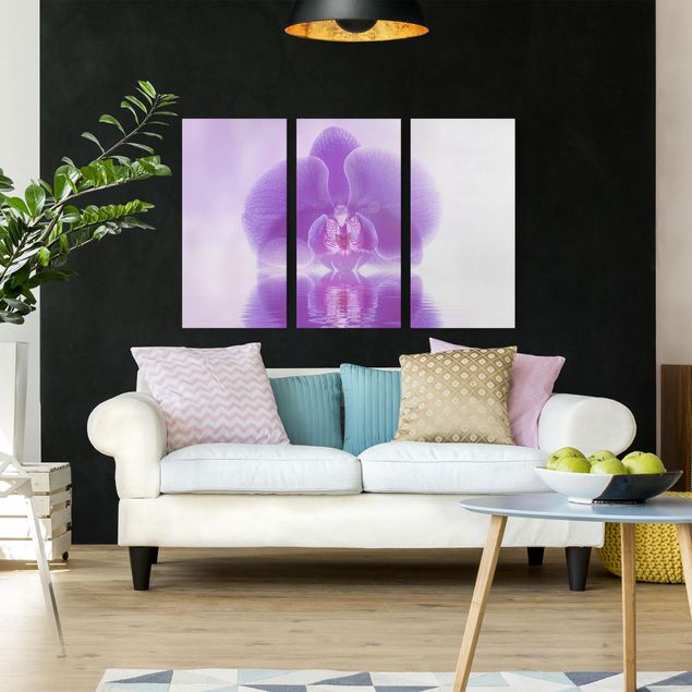 Wanddeko Wohnzimmer Lila Orchidee auf Wasser