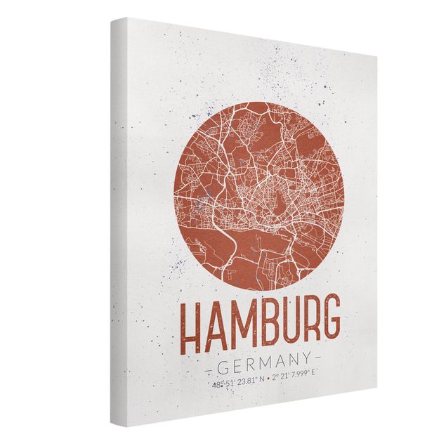 Hamburg Leinwand Stadtplan Hamburg - Retro