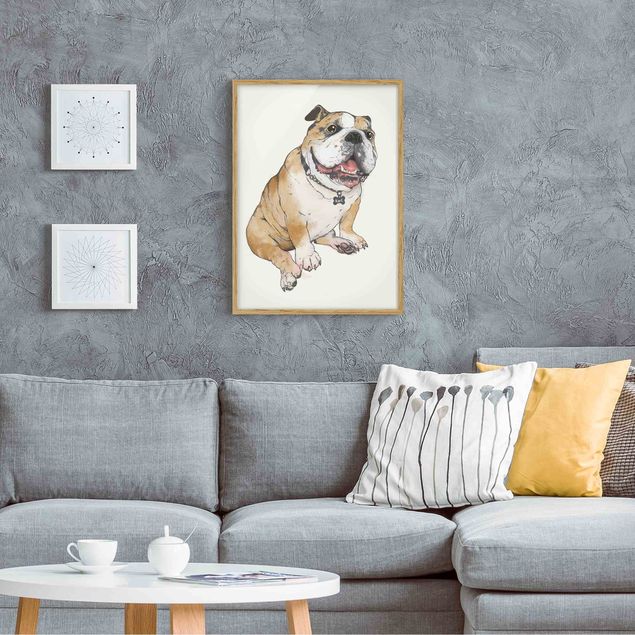 Wanddeko Schlafzimmer Illustration Hund Bulldogge Malerei