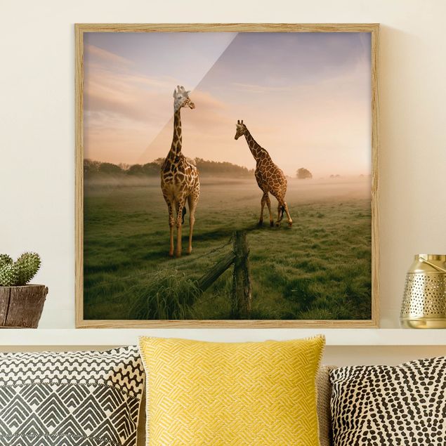 Wanddeko beige Surreal Giraffes