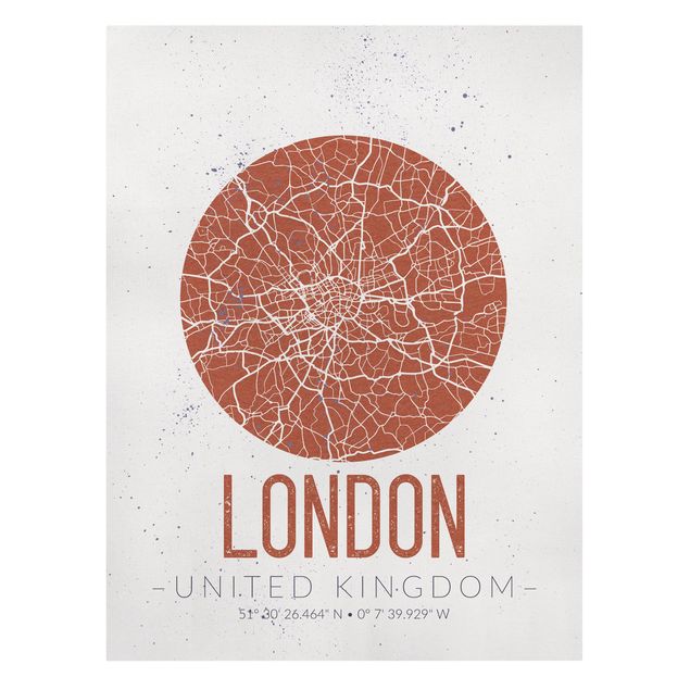 Wanddeko Esszimmer Stadtplan London - Retro