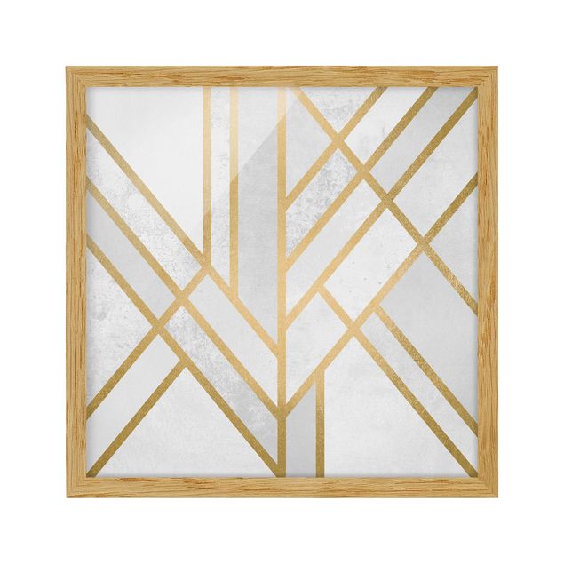 Wanddeko Flur Art Deco Geometrie Weiß Gold