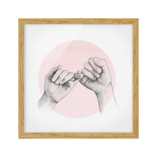 Wanddeko Esszimmer Illustration Hände Freundschaft Kreis Rosa Weiß