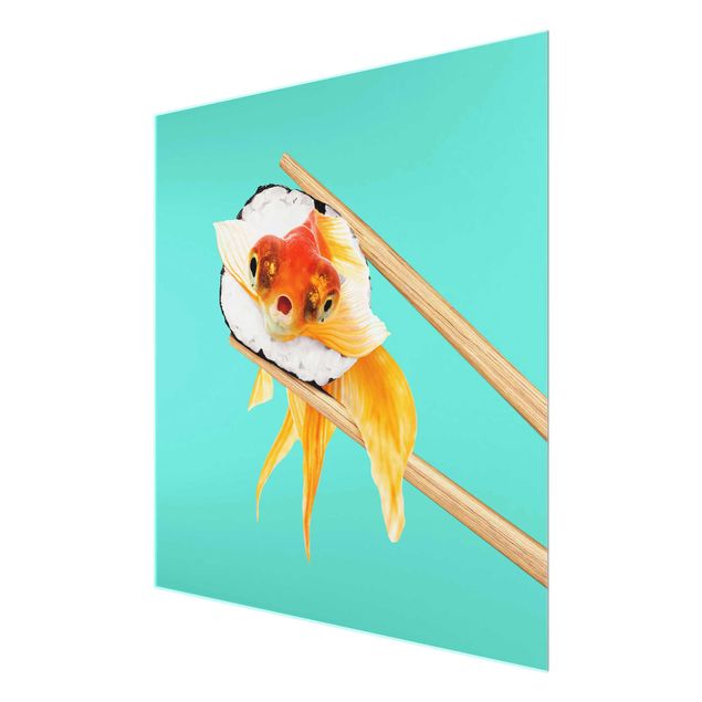 Wanddeko türkis Sushi mit Goldfisch