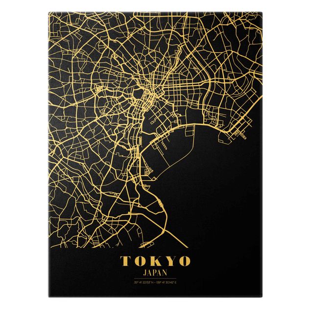 Wanddeko Büro Stadtplan Tokyo - Klassik Schwarz