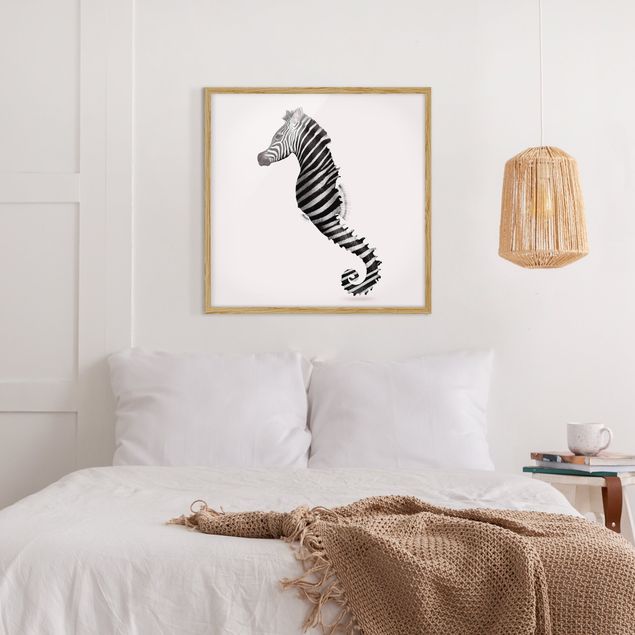 Wanddeko Schlafzimmer Seepferdchen mit Zebrastreifen