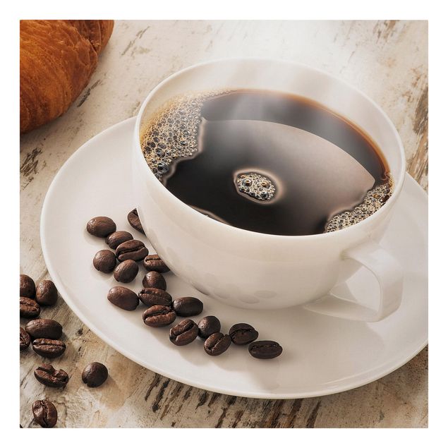 Wanddeko Kaffee Dampfende Kaffeetasse mit Kaffeebohnen