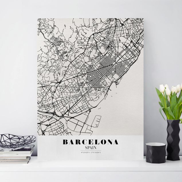 Wanddeko Wohnzimmer Stadtplan Barcelona - Klassik