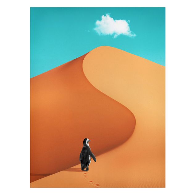 Wanddeko Büro Wüste mit Pinguin