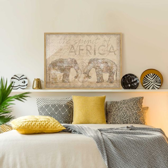 Wanddeko Wohnzimmer Vintage Collage - Spirit of Africa