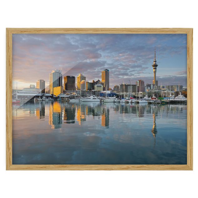 Wanddeko Esszimmer Auckland Skyline Sonnenuntergang