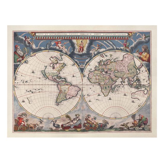 Wanddeko Esszimmer Historische Weltkarte Nova et Accuratissima von 1664