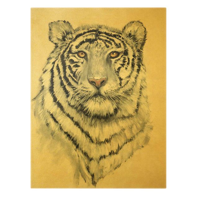 Tiger Bilder auf Leinwand Portrait Weißer Tiger I