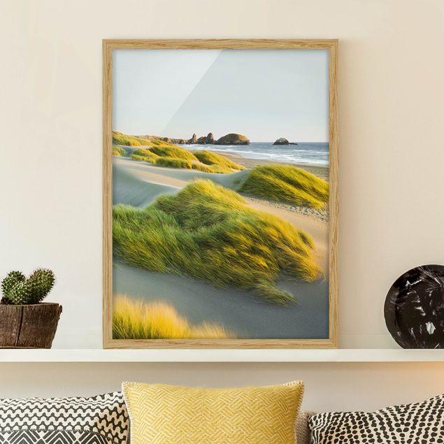 Strandbilder mit Rahmen Dünen und Gräser am Meer