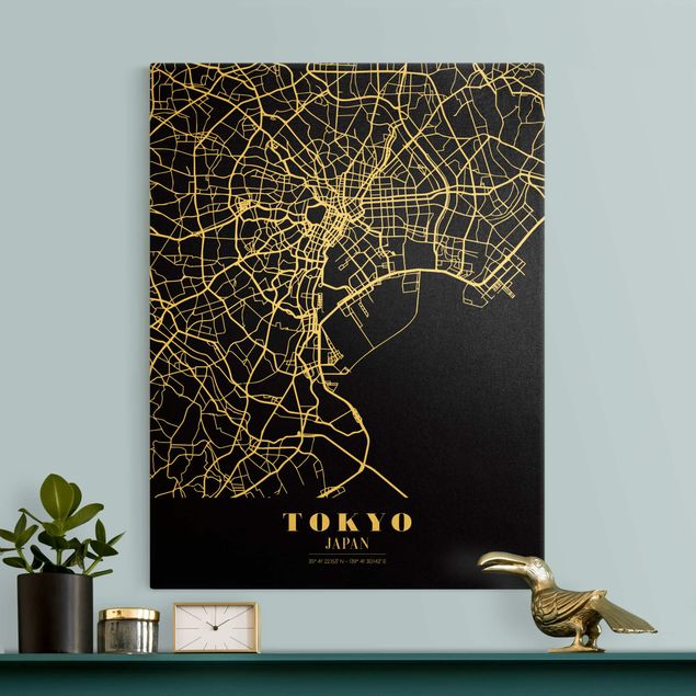 Wanddeko Schlafzimmer Stadtplan Tokyo - Klassik Schwarz