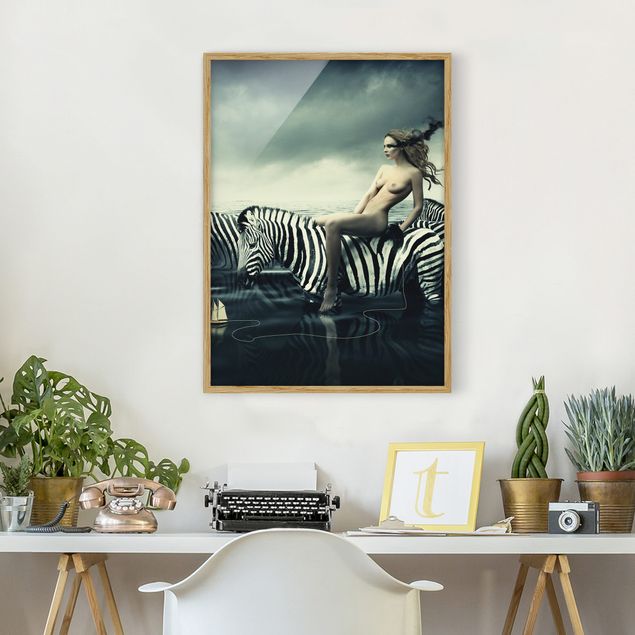 Wanddeko Schlafzimmer Frauenakt mit Zebras