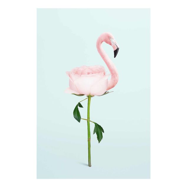 Wohndeko Blume Flamingo mit Rose