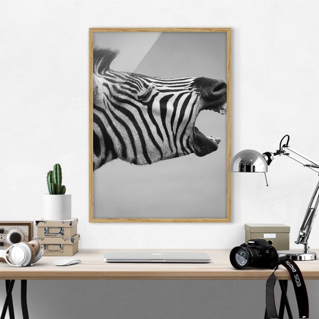 Wanddeko Schlafzimmer Brüllendes Zebra II