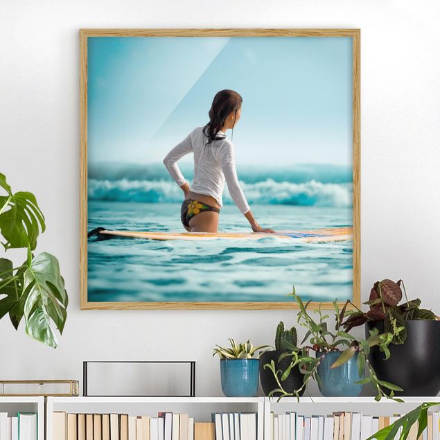 Strandbilder mit Rahmen Wellenreiterin