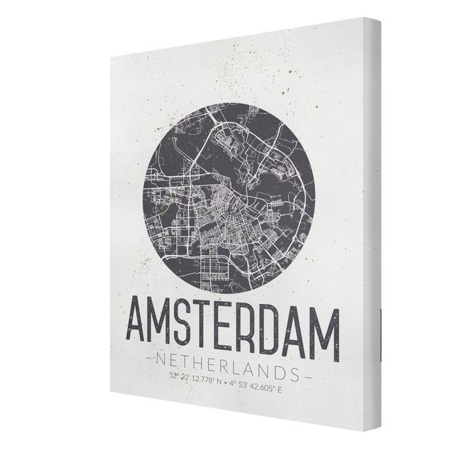 Wanddeko Büro Stadtplan Amsterdam - Retro
