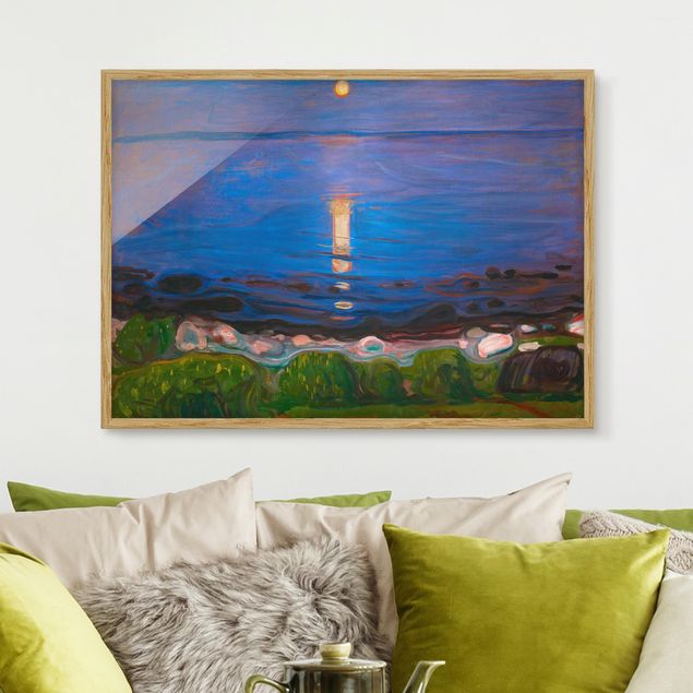 Strandbilder mit Rahmen Edvard Munch - Sommernacht am Meeresstrand