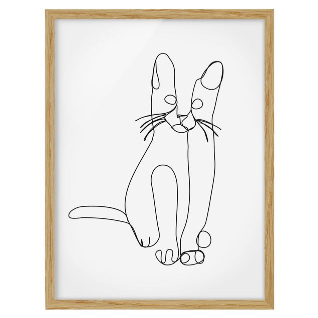 Wanddeko Esszimmer Katze Line Art