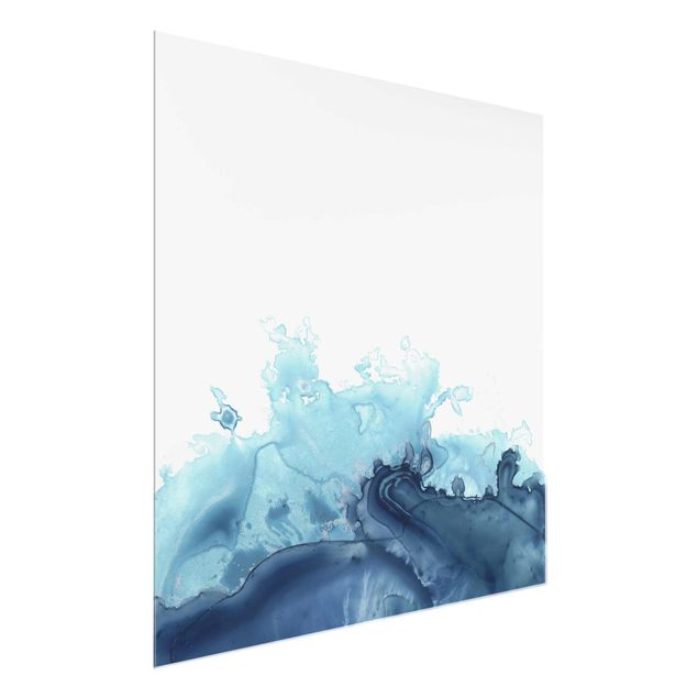 Wanddeko Esszimmer Welle Aquarell Blau I