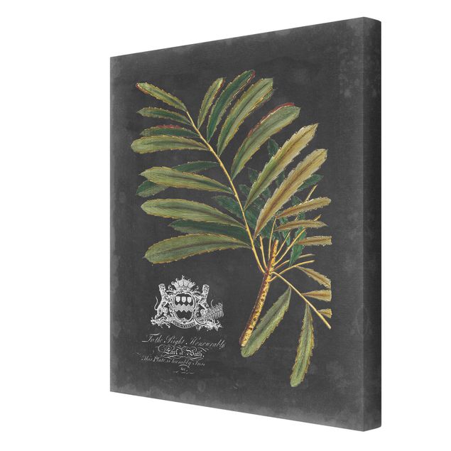 Wanddeko Pflanzen Vintage Royales Blattwerk auf Schwarz II